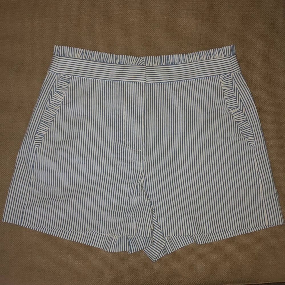 J Crew seersucker ruffle high waisted shorts